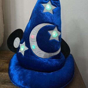 Disney Parks Mickey Mouse Ears Fantasia Sorcerer Plush Costume Hat Light Up